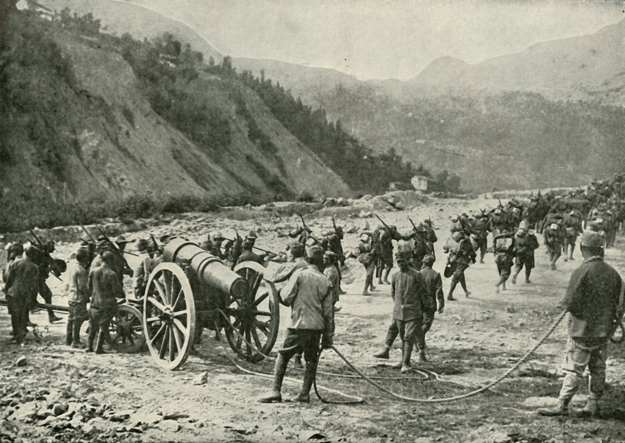The Italian Army on the March by Unbekannt