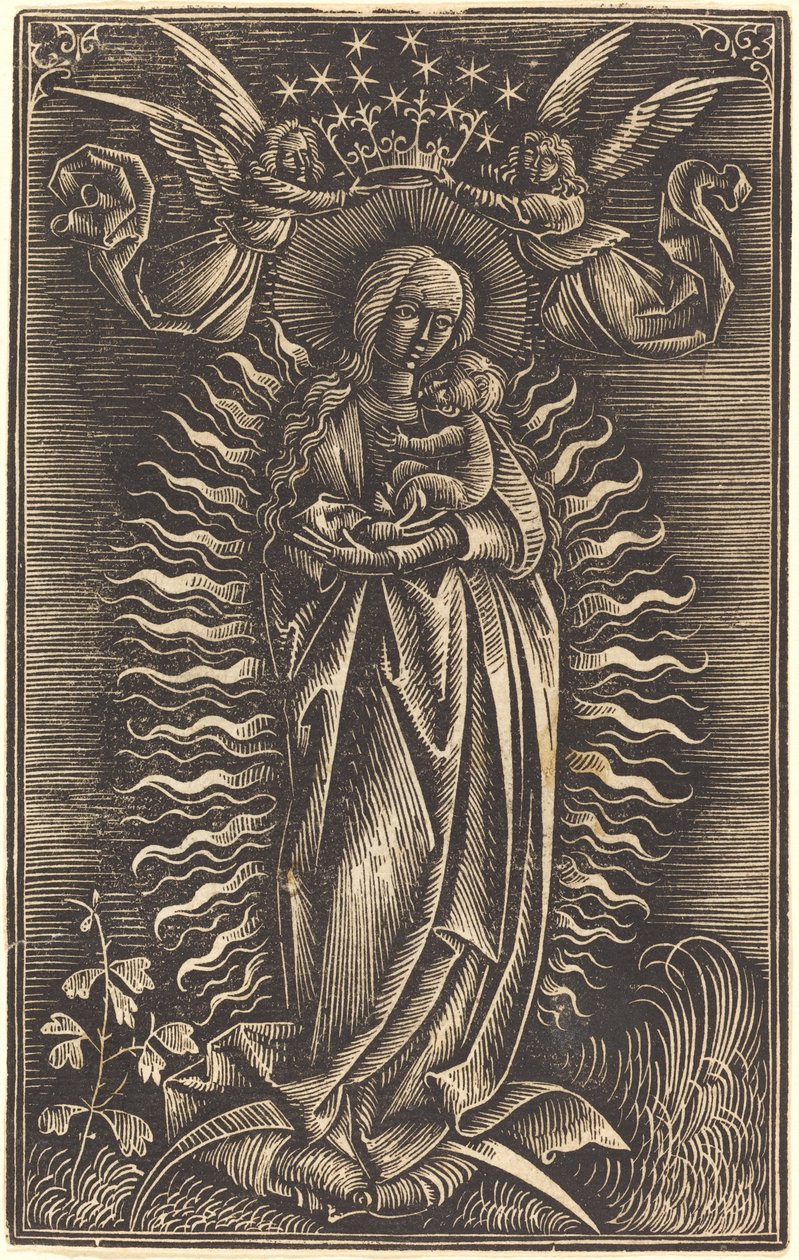 The Virgin Crowned by Two Angels by Unbekannt