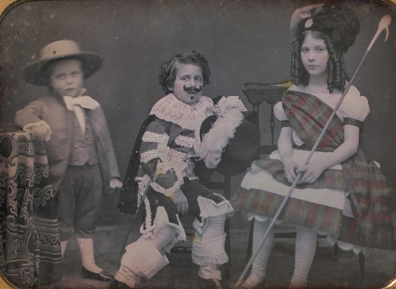 Three Children in Costume by Unbekannt