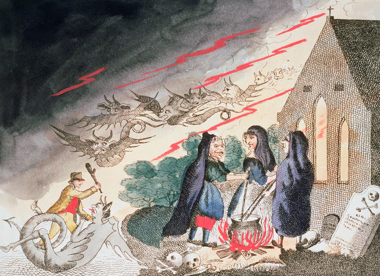 Three Witches in a Graveyard by Unbekannt