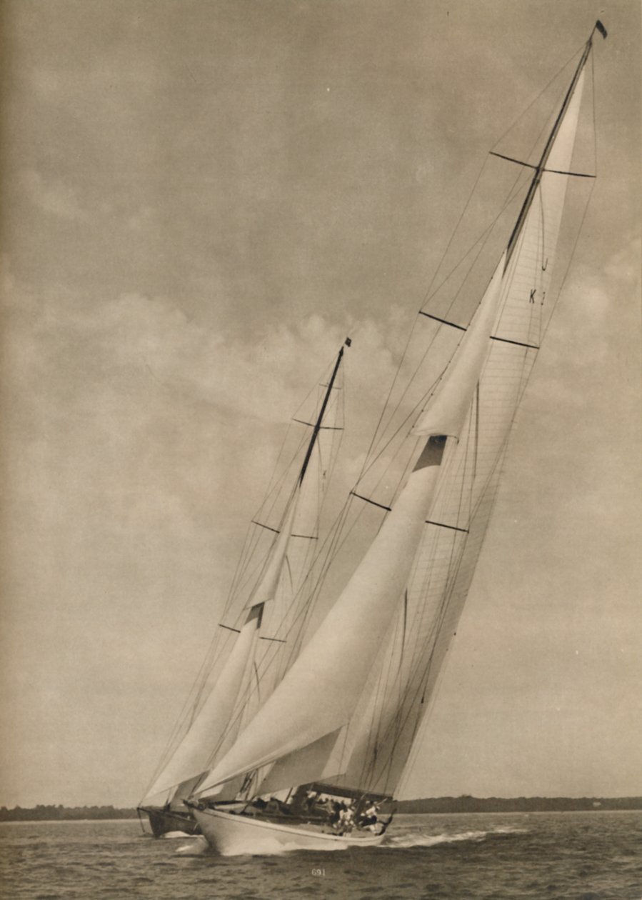 Two Famous Yachts in an Exciting Contest by Unbekannt