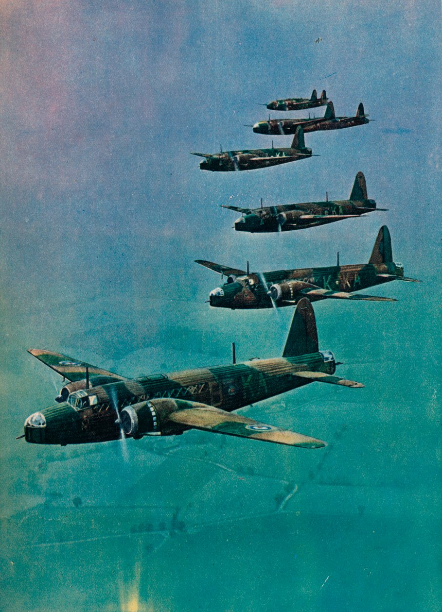 Wellington Bombers in Formation by Unbekannt