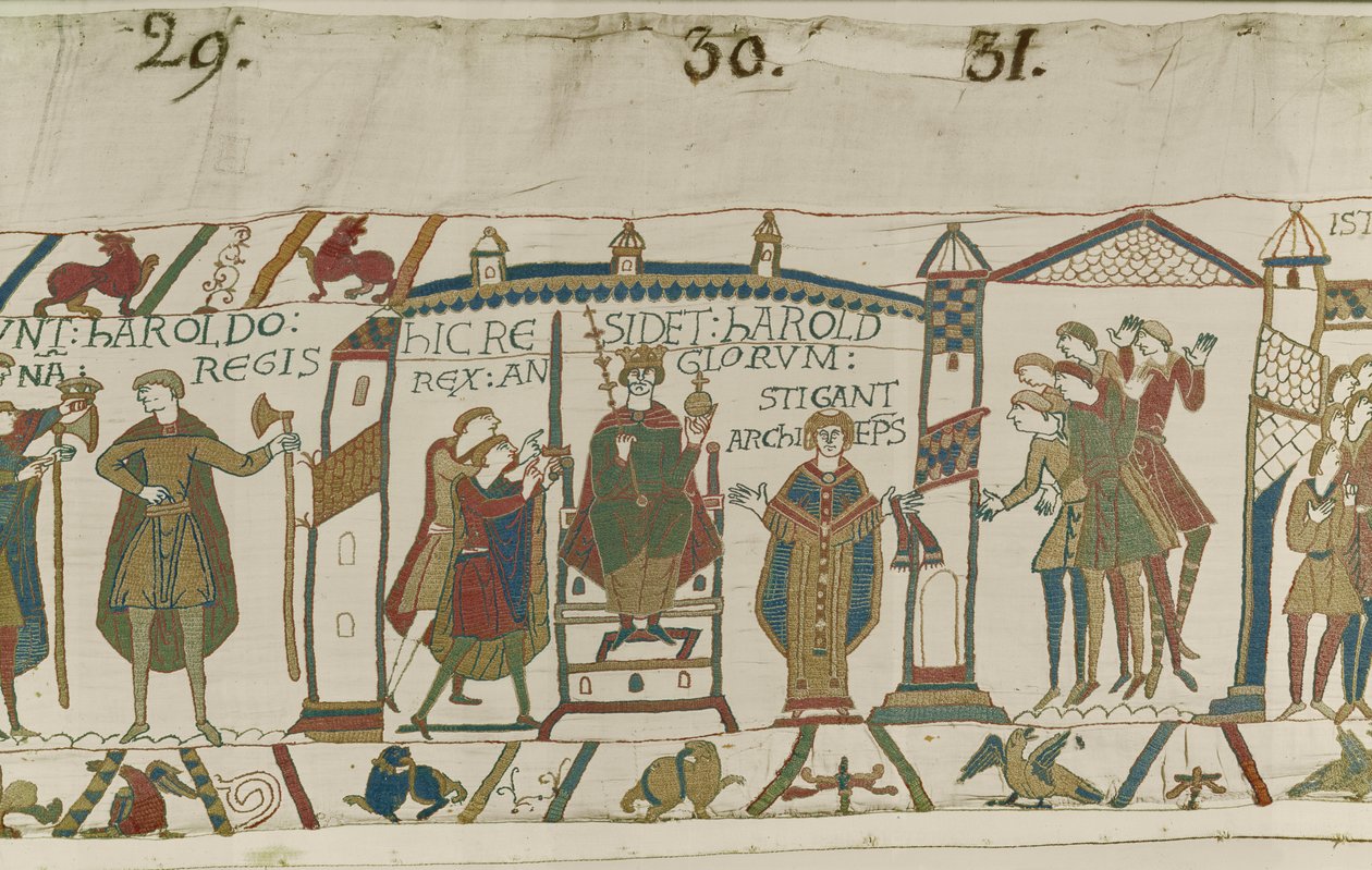 Coronation of Harold as English King, Bayeux Tapestry by Unbekannt Unbekannt
