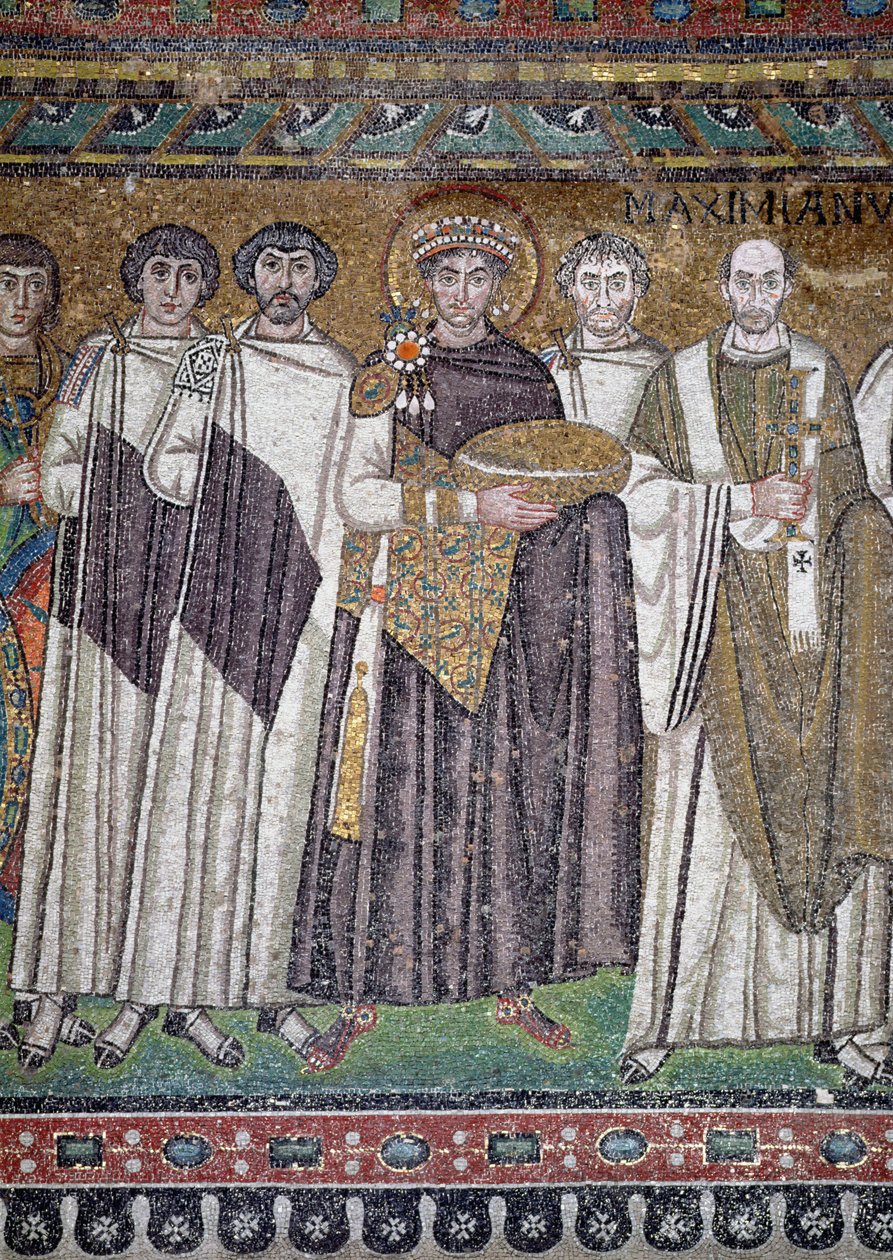 Justinian I and his retinue, detail of the Emperor, c.547 AD by Unbekannt Unbekannt