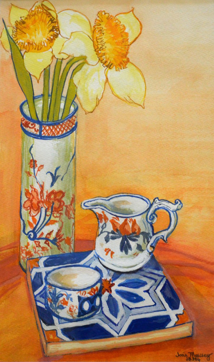 Chinese Vase with Daffodils, Pot and Jug by Unbekannt Unbekannt