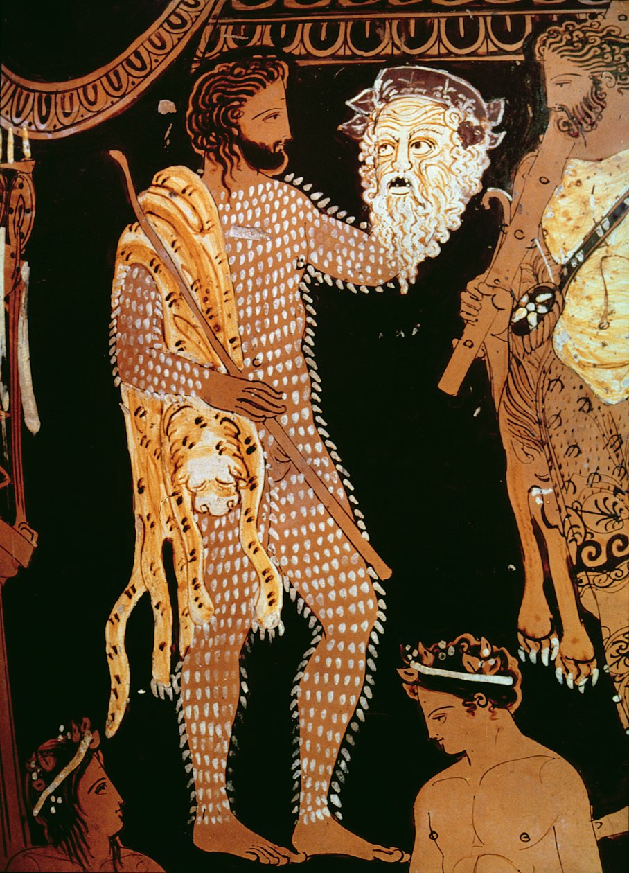 Detail from a Red-Figure Vase Showing an Actor Holding His Mask, Found at Ruvo, c.410 BC by Unbekannt Unbekannt
