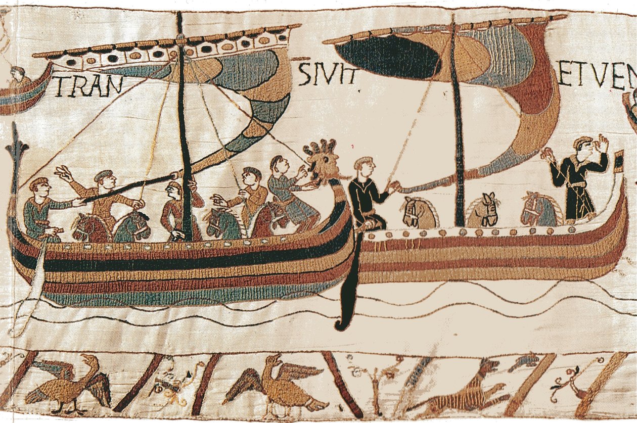 Duke William and the Norman Invasion Fleet Cross the Channel, Bayeux Tapestry by Unbekannt Unbekannt