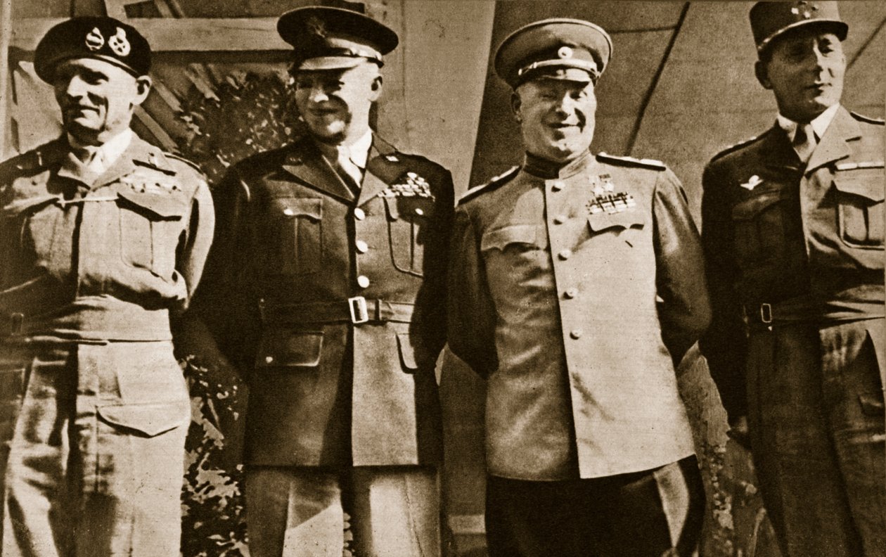 Field Marshal Montgomery, General Eisenhower, Marshal Zhukov, and General de Lattre de Tassigny, Berlin, 5th June 1945 by Unbekannt Unbekannt