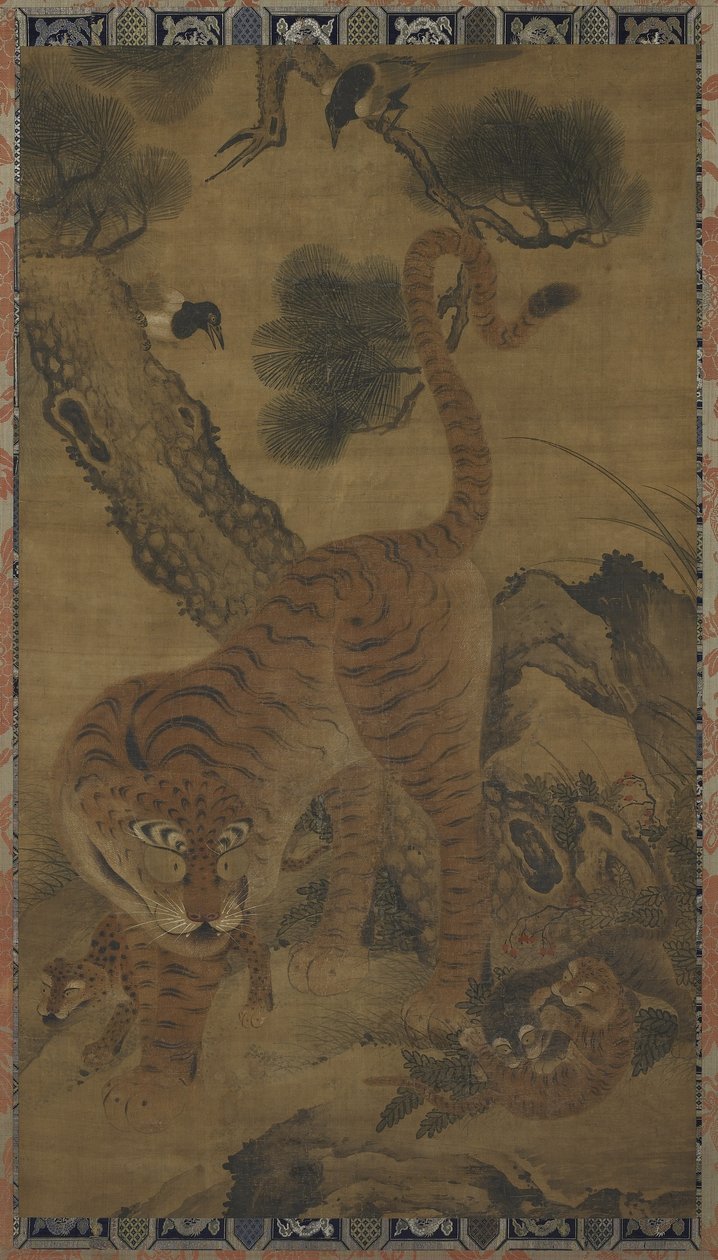 Hanging Scroll: Tiger and Cubs, Korea or China, Choson Period or Ming Dynasty, 18th Century or 15th-16th Century by Unbekannt Unbekannt