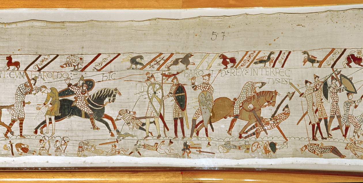 Many fall in battle and King Harold is killed, Bayeux Tapestry by Unbekannt Unbekannt