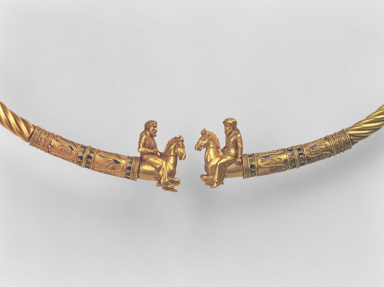 Neck Ring with points in the form of Scythian Horsemen, detail, Greek work from the Bosporan Kingdom, 4th century BC by Unbekannt Unbekannt