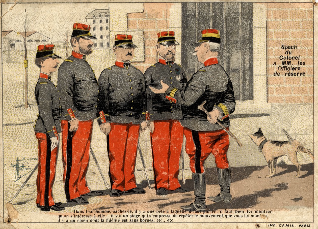 A colonel speaking to the reserve officers. by Unbekannt