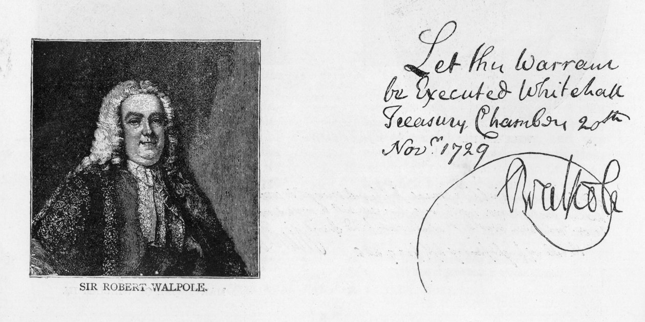 Handwriting and signature of Sir Robert Walpole by Unbekannt