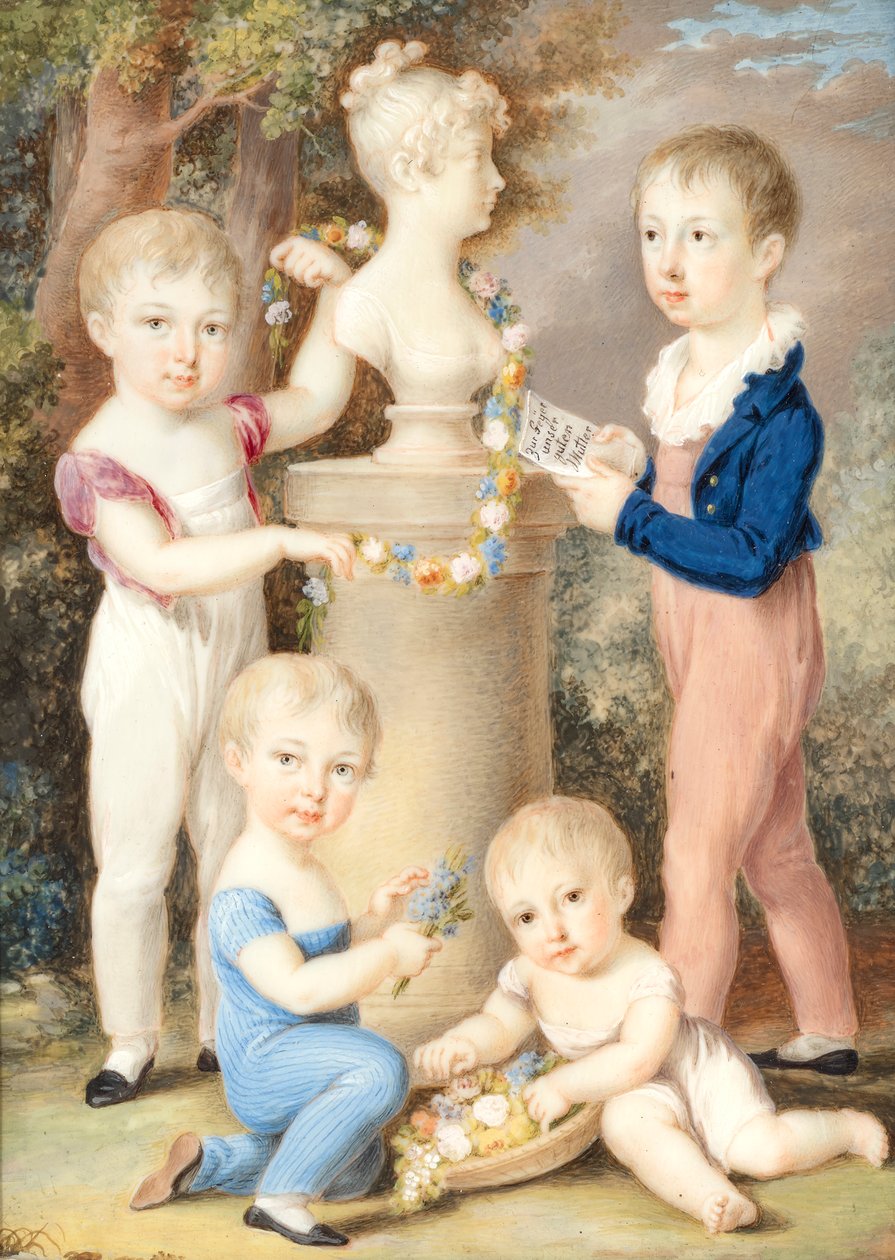 Children Crowning the Bust of Their Mother by Unbekannter Künstler