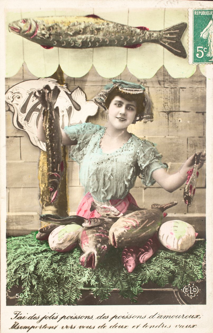 Old postcard/April fish by William M. Timlin