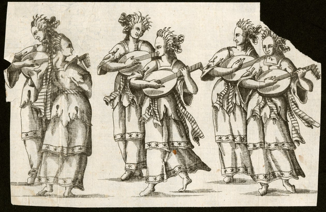 Women Playing Lutes by Unbekannt