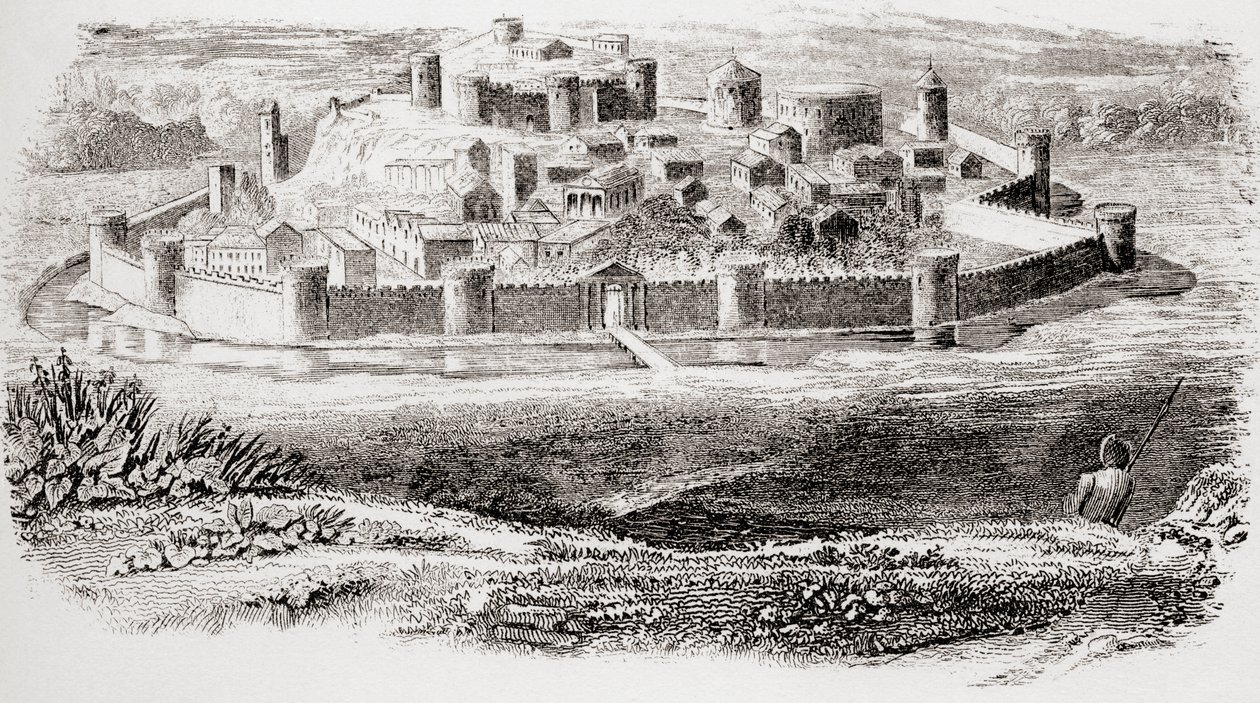 General appearance of ancient fortresses and typical architecture of a medieval castle, from The National Encyclopaedia, published c.1890 by Unbekannt Unbekannt