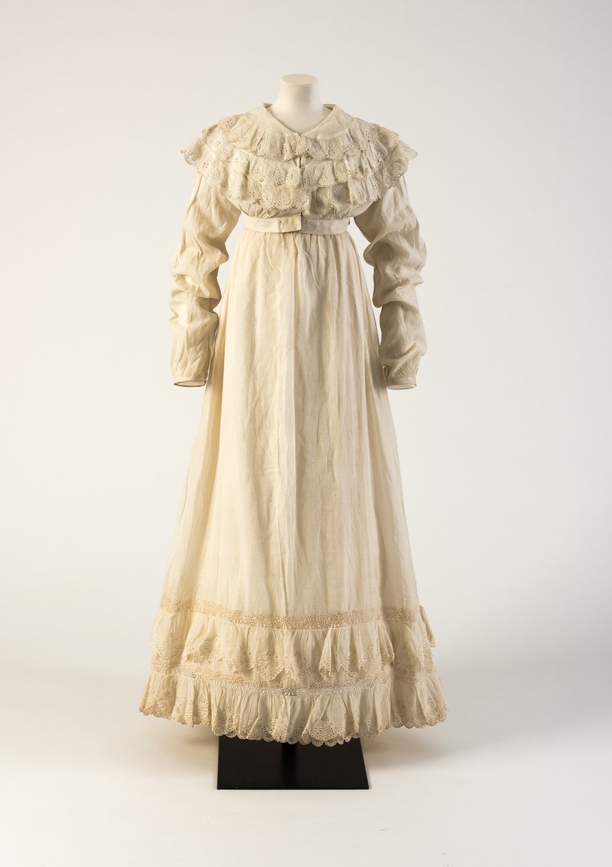 White cutwork embroidered cotton gown with spencer-style bodice, 1815 by Unbekannt Unbekannt