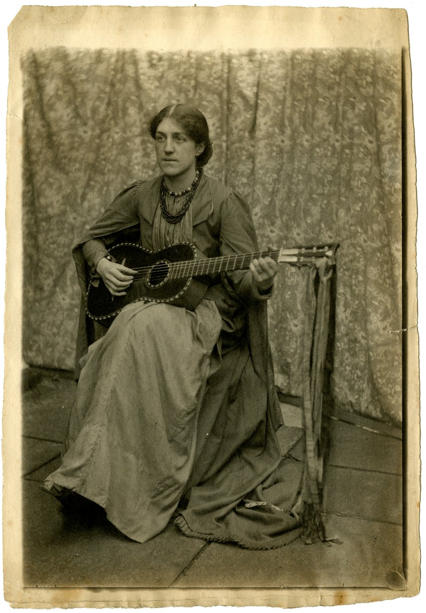 May Morris with a guitar, c.1886 by Unknown