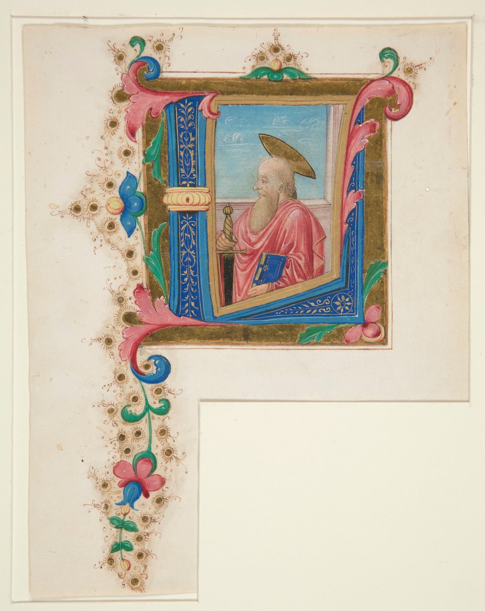 Initial L, with a Saint inside by Unknown