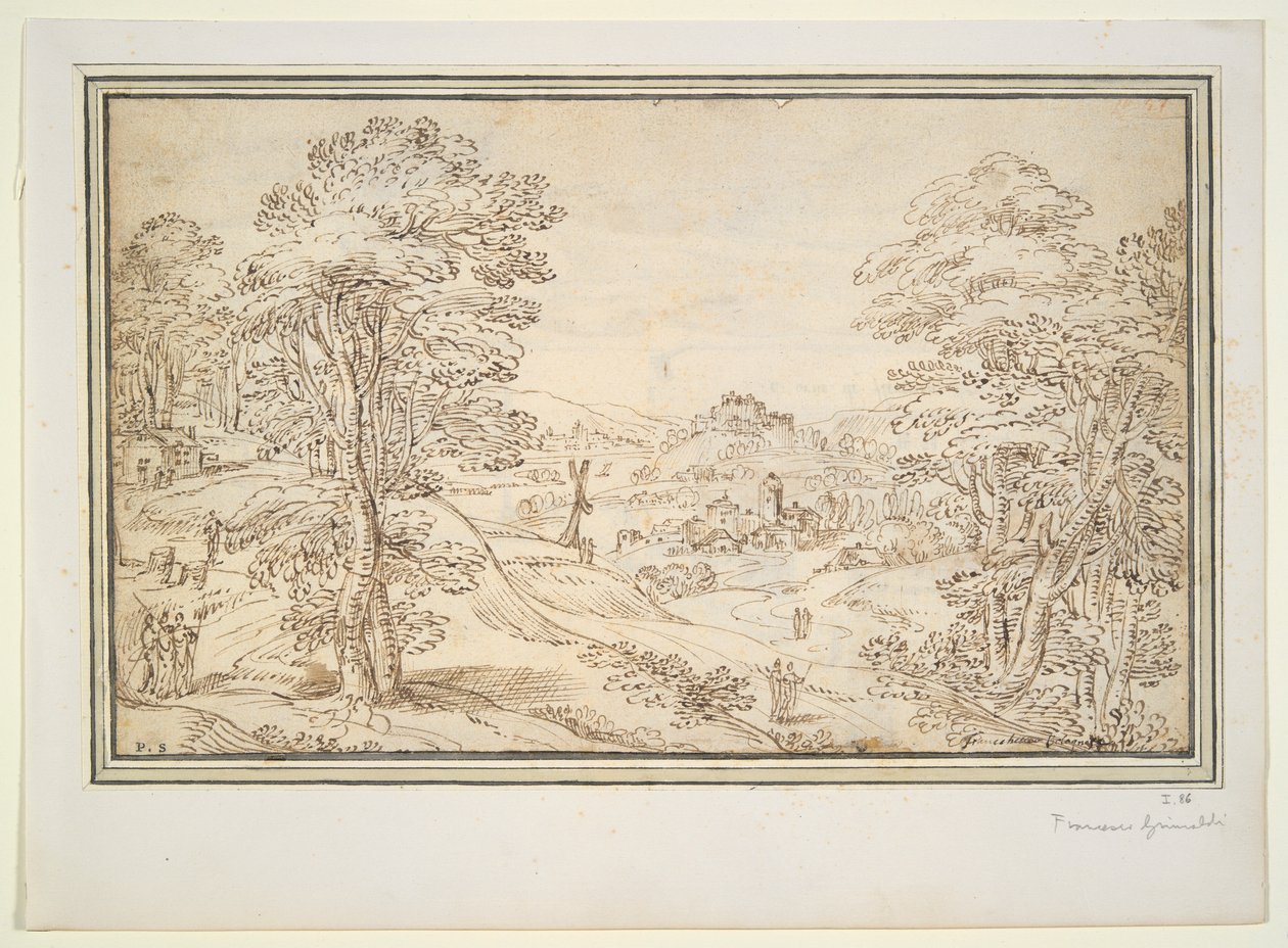 Landscape (recto); View of a City (verso) by Unknown