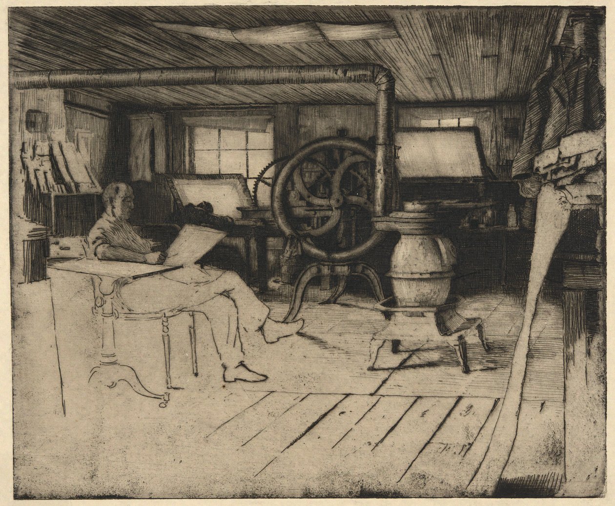 Untitled Interior with Printing Press by Unknown