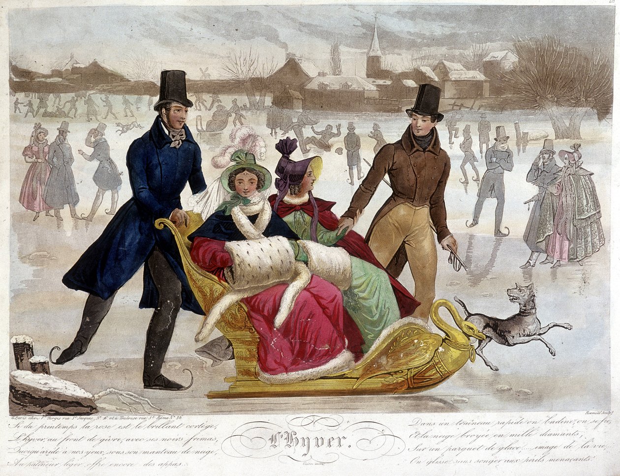 Winter: Skating - engraving by Unknown artist