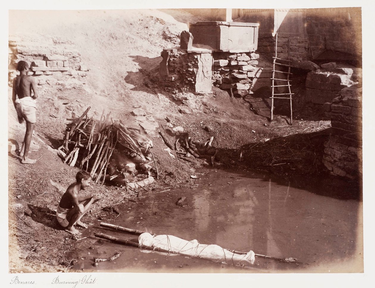 Benares Burning Ghat, c.1885 by Unknown photographer