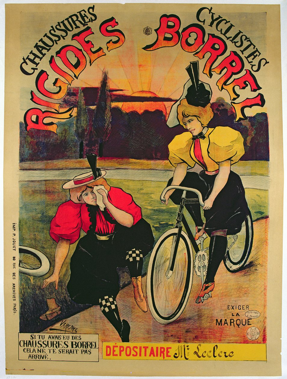 Poster advertising Borrel shoes for bicycles, c.1900 by Varenne