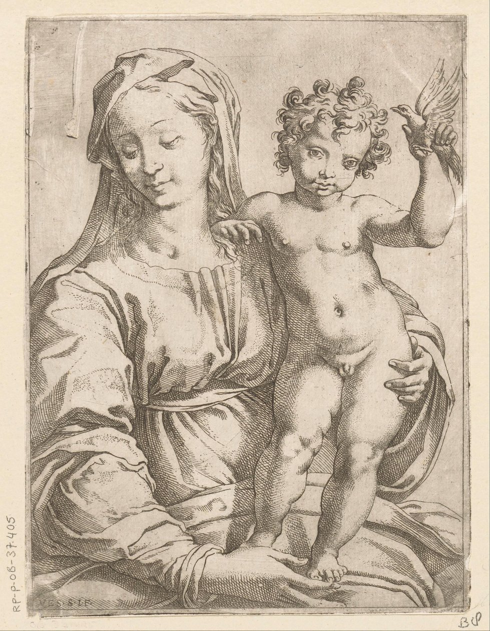 Mary with Child and a Bird by Vespasiano Strada