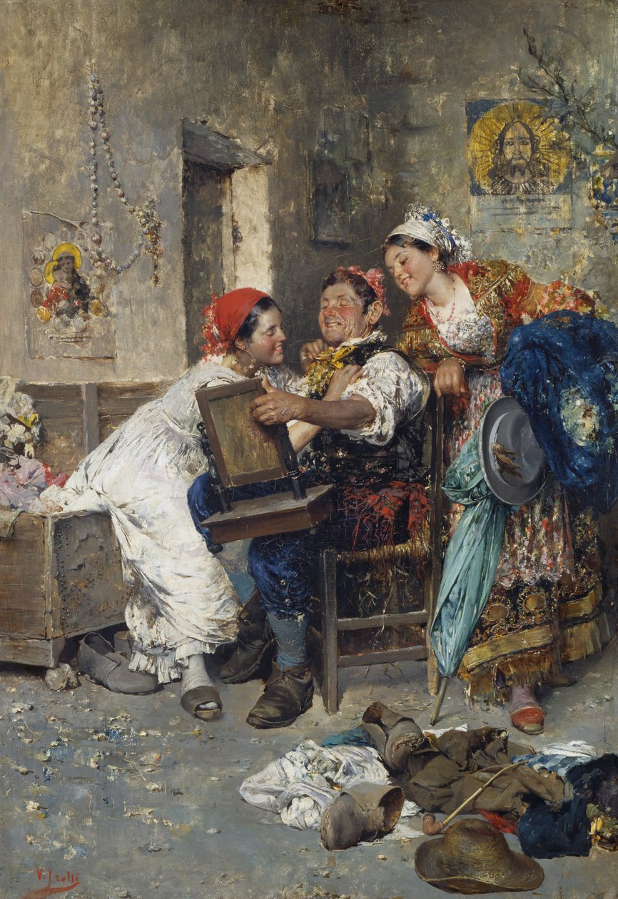 Gypsies, man with two women by Vicenzo Irolli