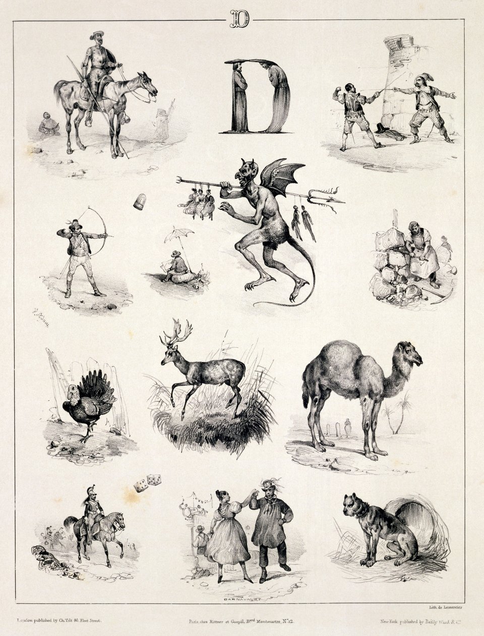 Letter D from an alphabet primer, 1832 by Victor Adam