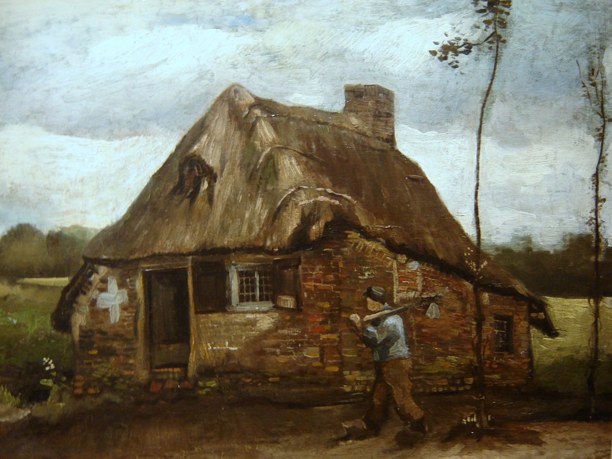 Cabin with Peasant Returning Home by Vincent van Gogh
