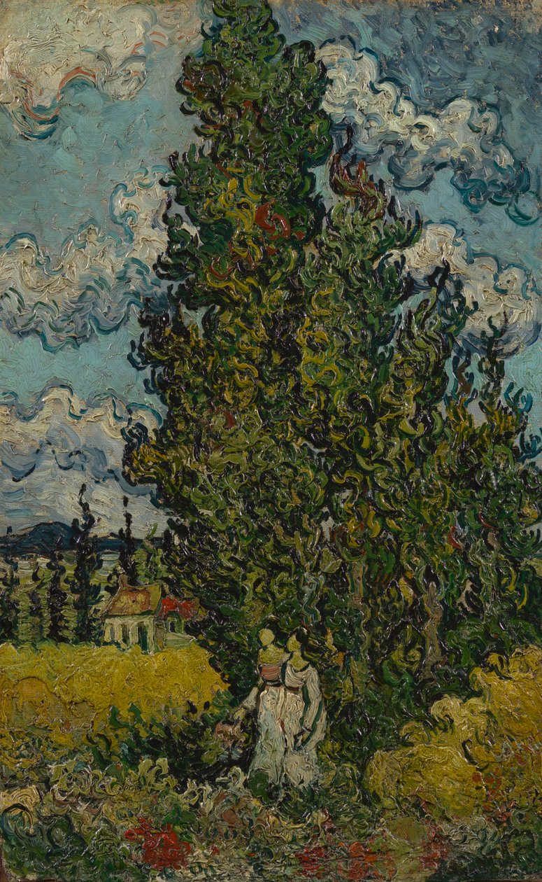 Cypresses and Two Women by Vincent van Gogh