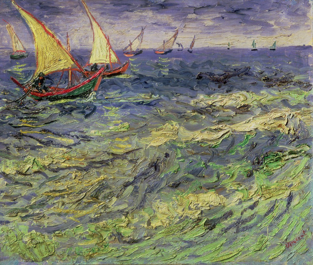 Seascape at Saintes-Maries (View of Mediterranean) by Vincent van Gogh