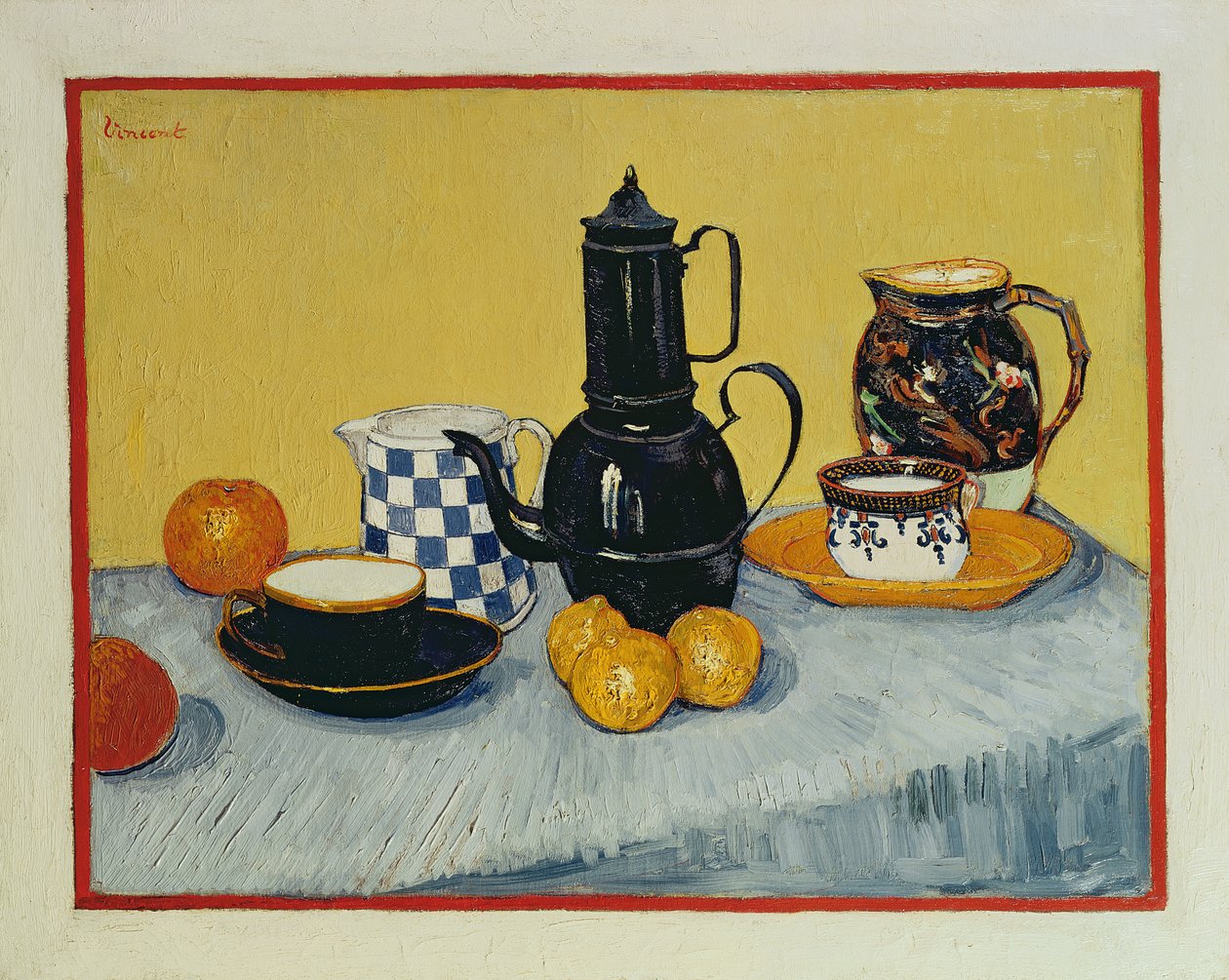 Still Life with Blue Enamel Coffeepot, Earthenware and Fruit by Vincent van Gogh