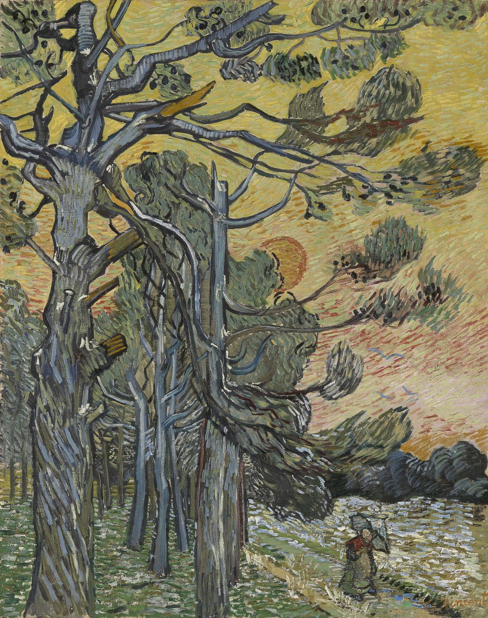 Pine Trees at Sunset, 1889 by Vincent van Gogh