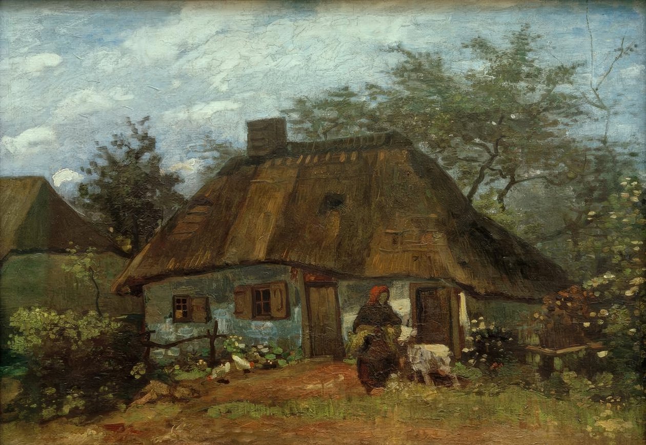 Farmhouse and Woman with Goat by Vincent van Gogh