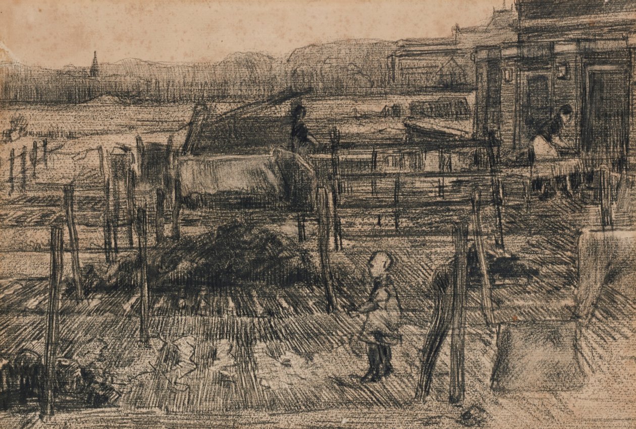 Backyards with Two Figures by Vincent van Gogh