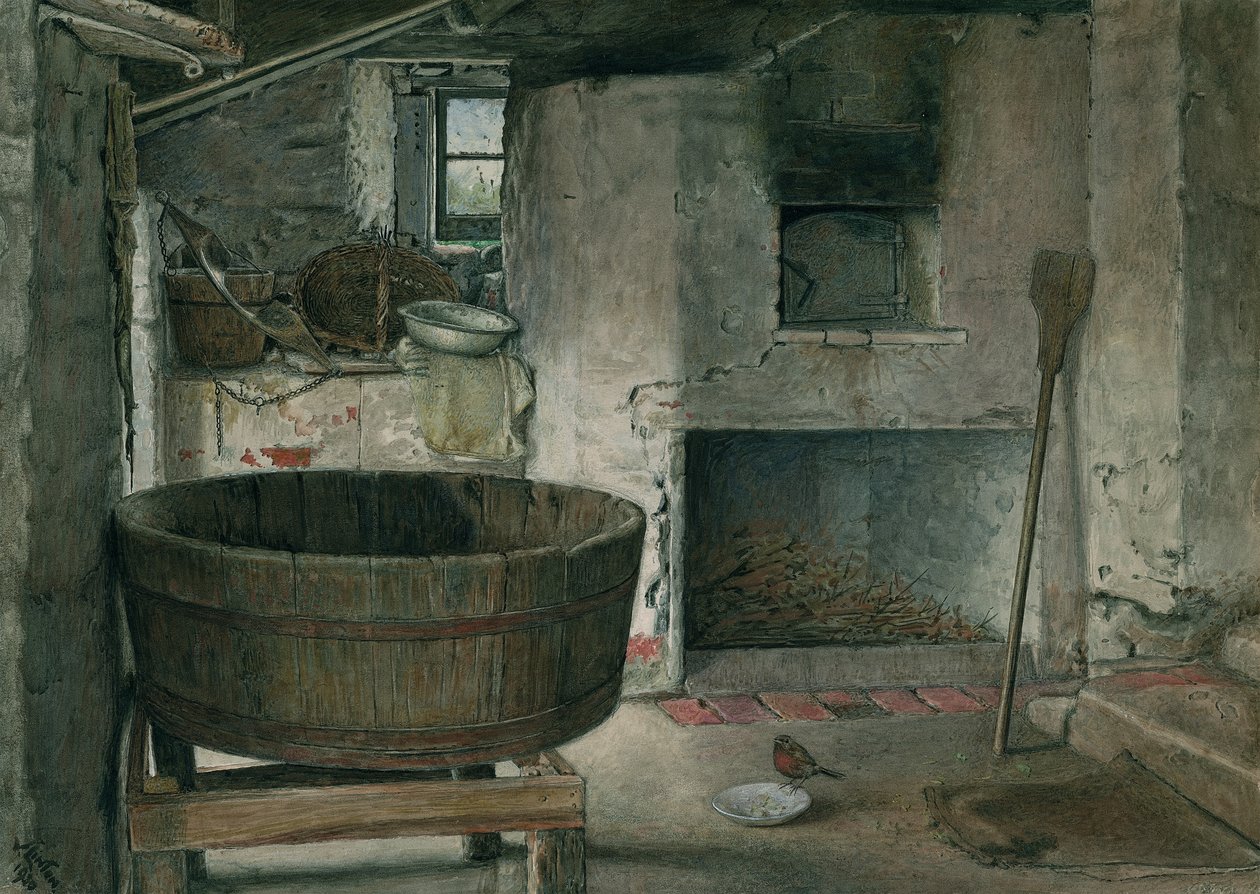 Cottage Interior with Robin by Violet Linton