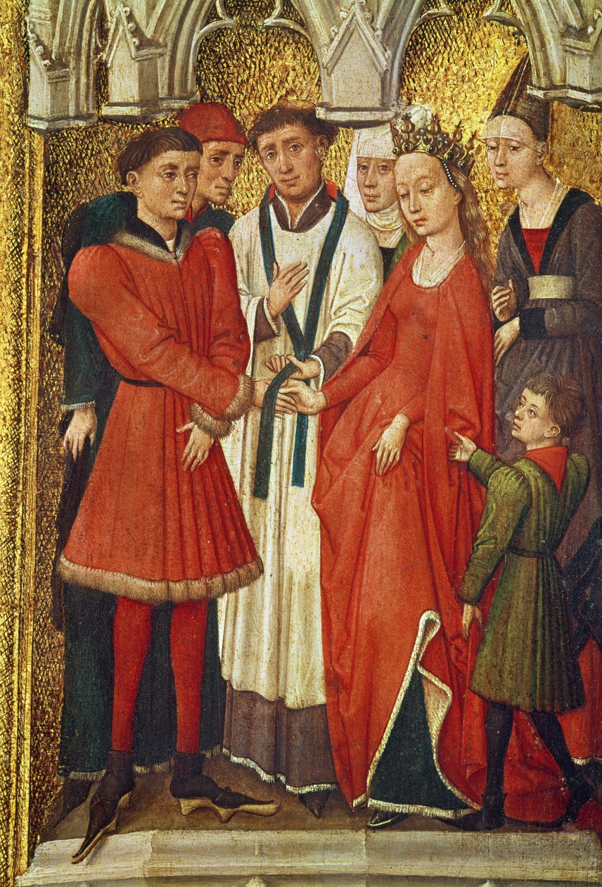 Redemption Triptych: Sacrament of Marriage, from the series of small images portraying the sacraments surrounding the central image of the Crucifixion, c.1460 by Vrancke van der Stockt