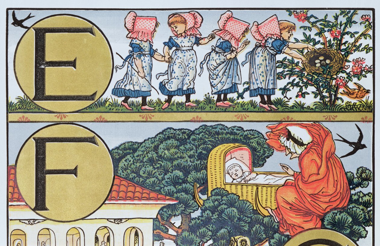 E-F, from an Alphabet based on Nursery Rhymes by Walter Crane