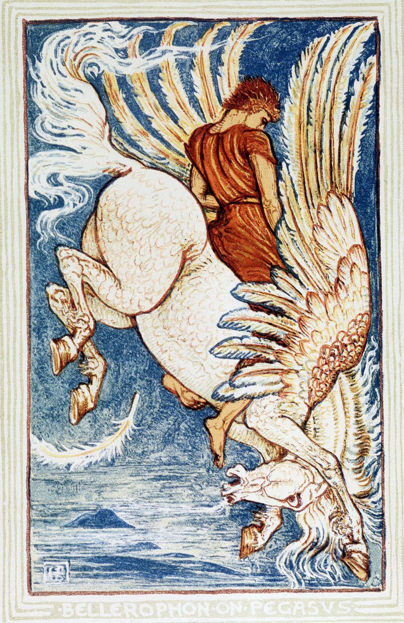 Bellerophon on Pegasus by Walter Crane