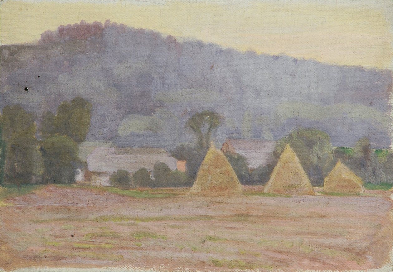 Landscape with Haystacks by Walther Gamerith