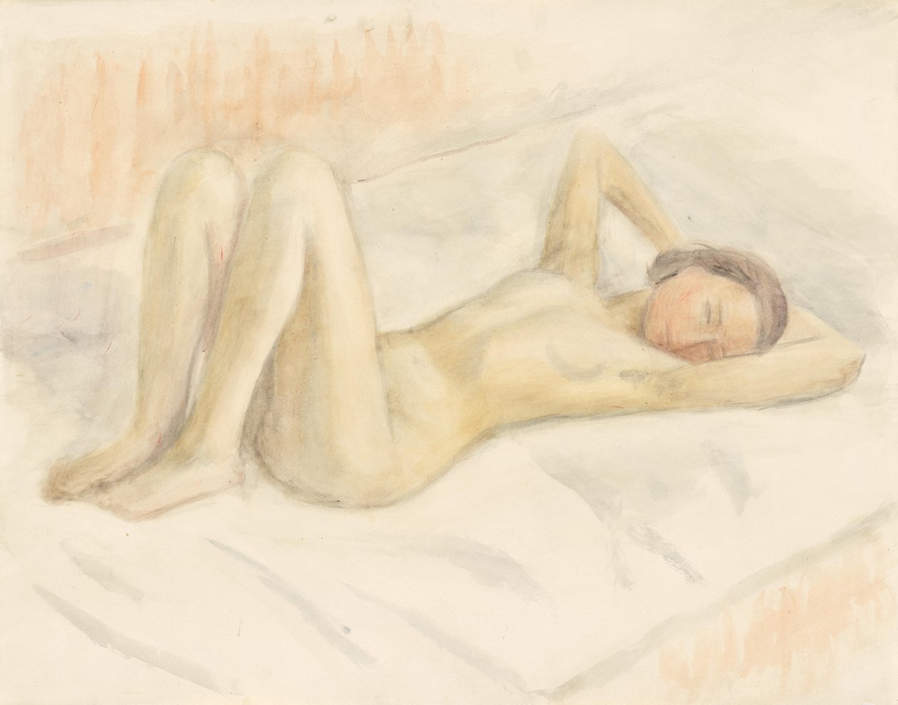 Reclining Female Nude by Walther Gamerith