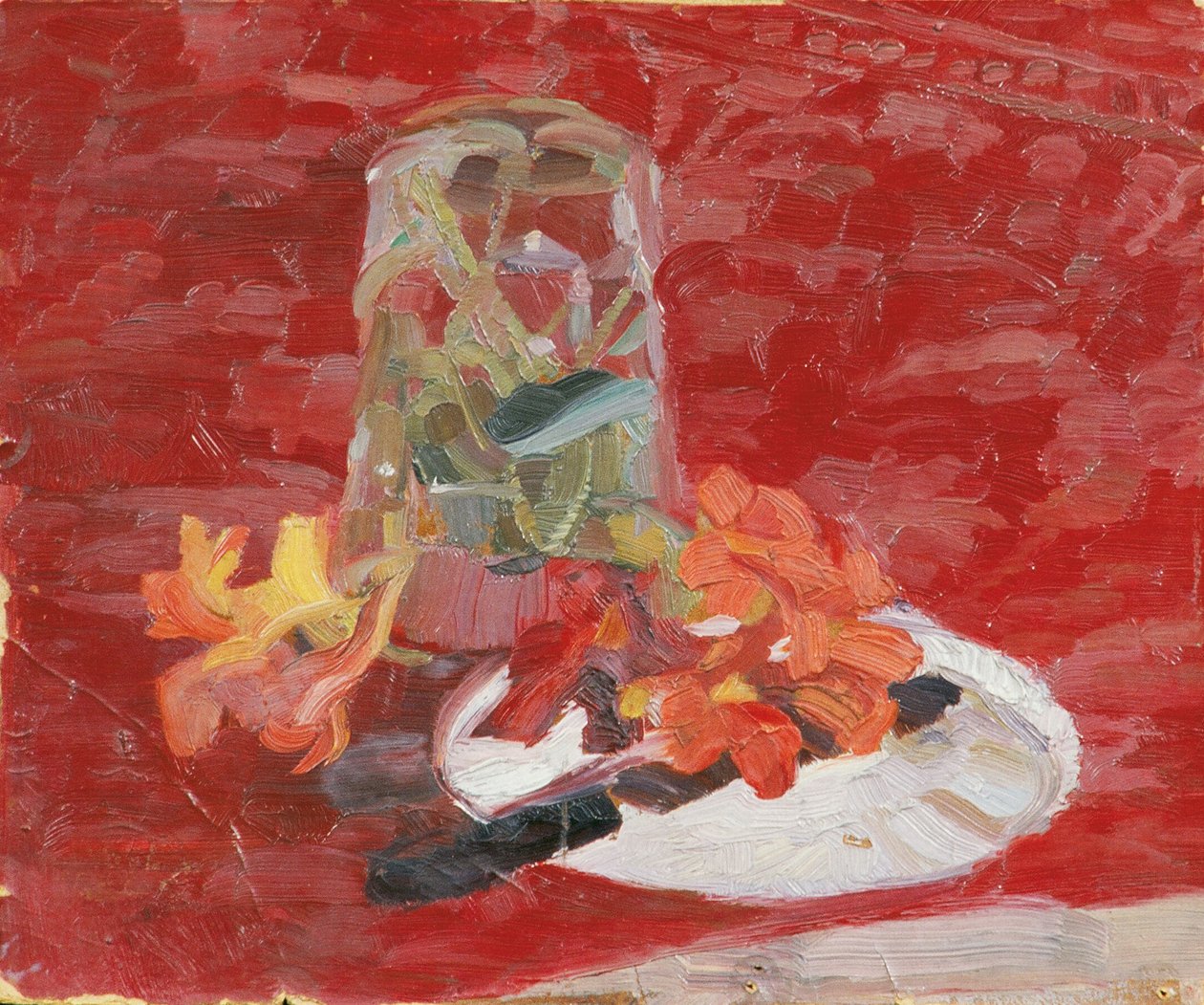 Still Life with Water Glass and Flowers by Walther Gamerith