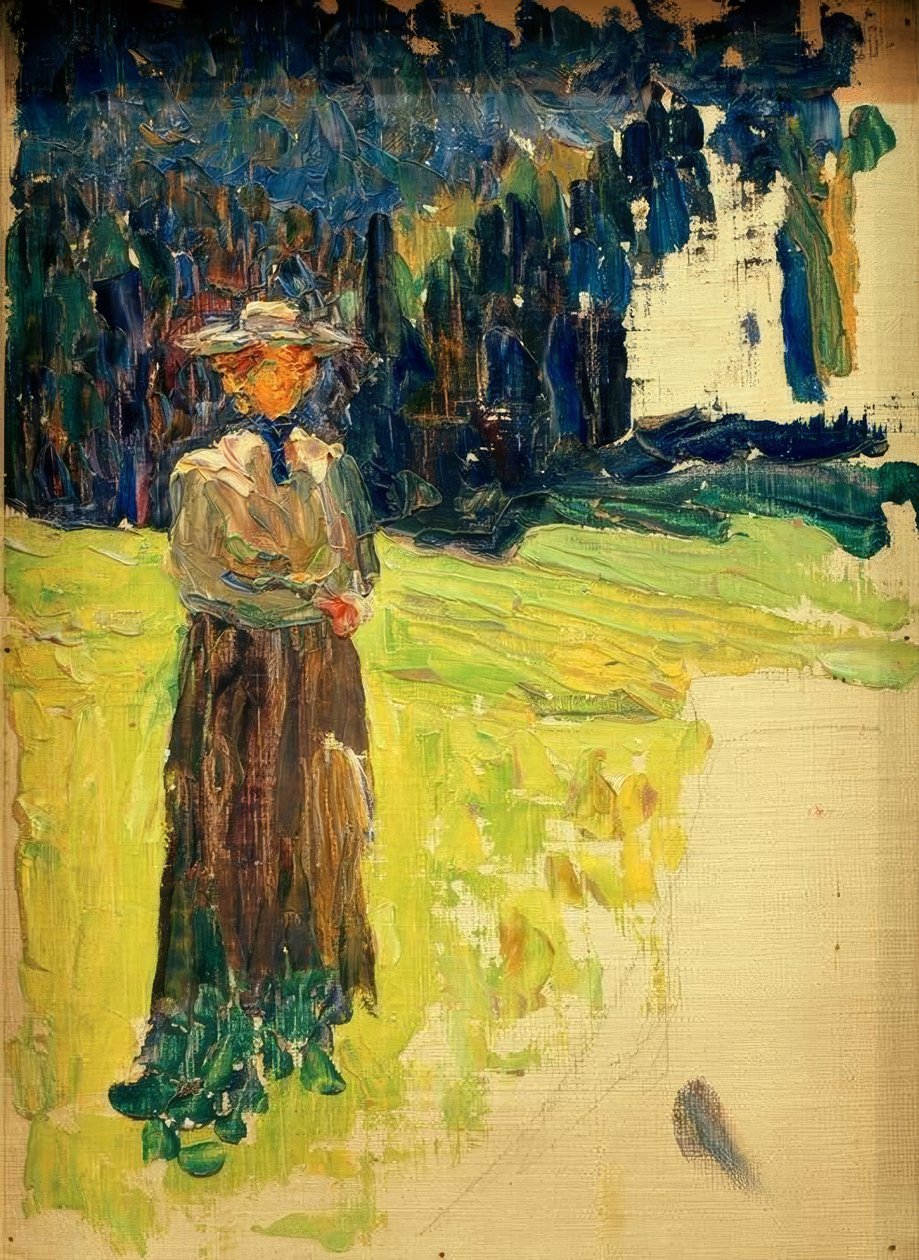 Kochel – Standing Lady at the Forest Edge by Wassily Kandinsky