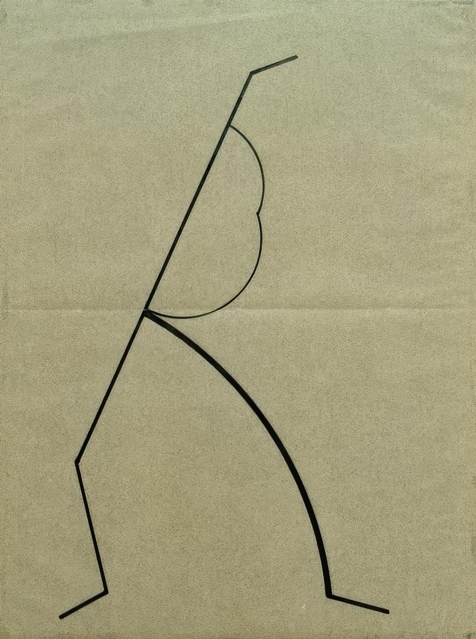 Analytical Drawing After Photos of the Dancing Palucca, Upward Straight Line Supported on Simple Curved by Wassily Kandinsky