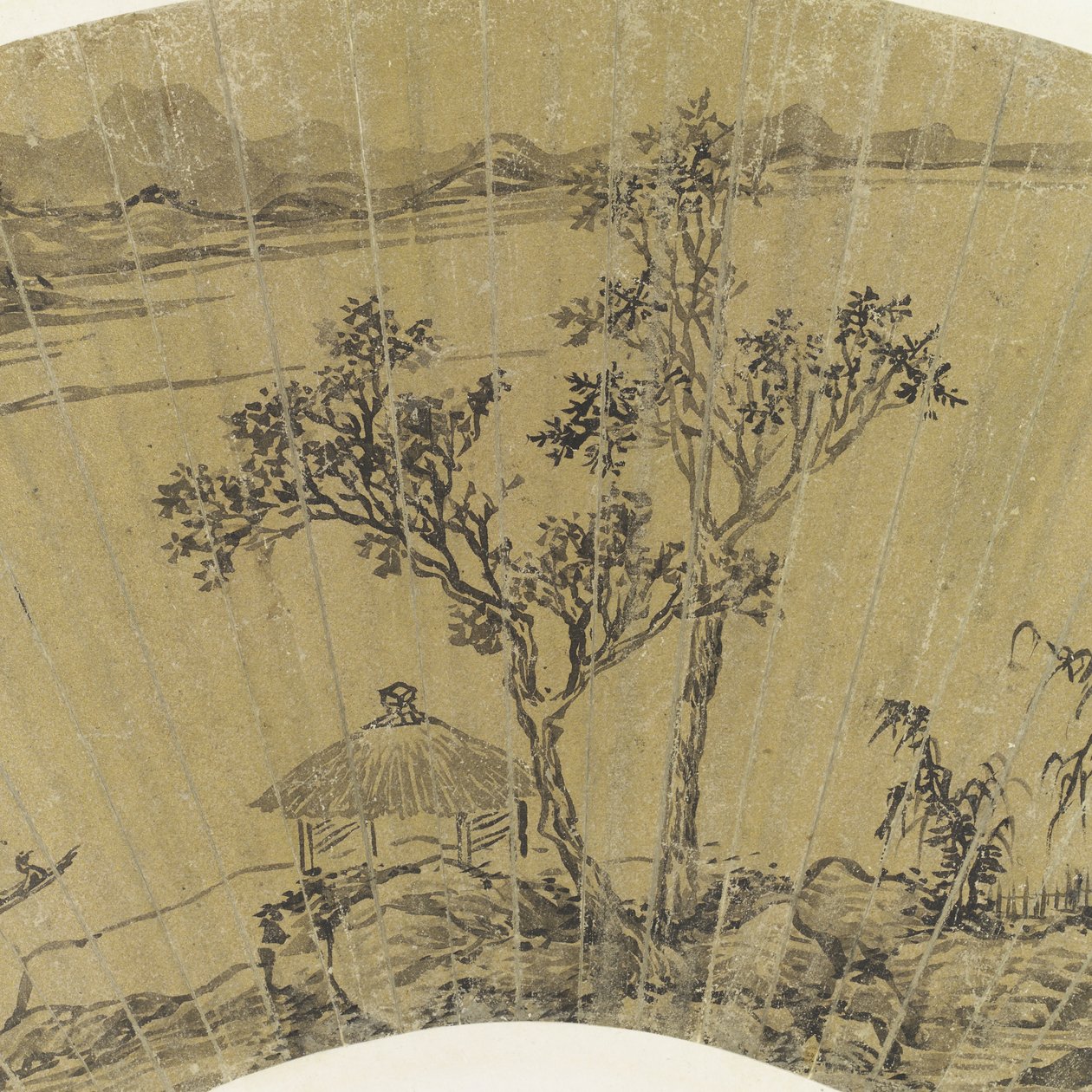 Landscape with Lake and Three Boats (detail) by Wen Zhengming