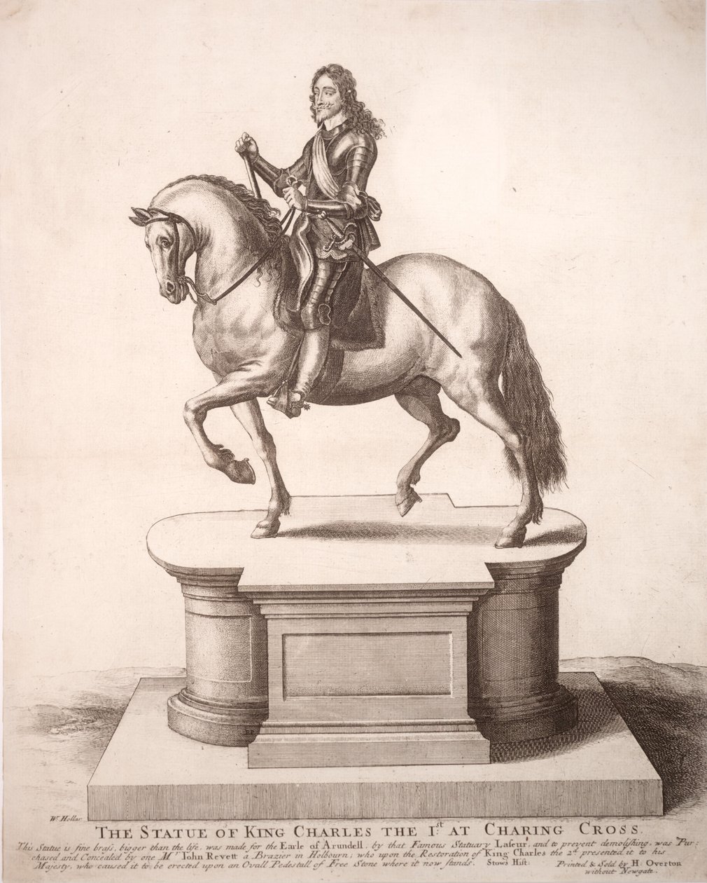Equestrian Statue of Charles I (State 6) by Wenceslaus Hollar